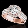Image 1 : 1.8 ctw Certified Diamond Solitaire Halo Ring 10k Rose Gold - REF-193K6Y