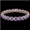 Image 2 : 23 ctw Amethyst & Micro Pave Bracelet Heart Halo 14k Rose Gold - REF-415R5K