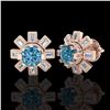 Image 2 : 1.77 ctw Fancy Intense Blue Diamond Art Deco Earrings 18k Rose Gold - REF-177M3G