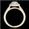 Image 2 : 2 ctw Certified Diamond Solitaire Halo Ring 10k Yellow Gold - REF-354H5R