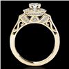 Image 2 : 1.75 ctw Certified Diamond Solitaire Halo Ring 10k Yellow Gold - REF-259W3H