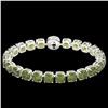Image 2 : 40 ctw Green Tourmaline & Micro VS/SI Diamond Bracelet 14k White Gold - REF-404N4F