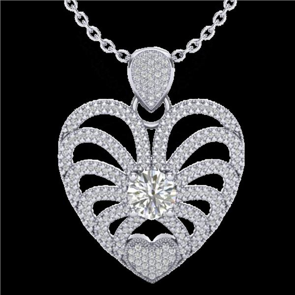 3 ctw Micro Pave VS/SI Diamond Certified Heart Necklace 14k White Gold - REF-477R3K