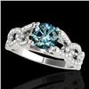 Image 1 : 1.5 ctw SI Certified Fancy Blue Diamond Solitaire Ring 10k White Gold - REF-135M2G