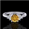 Image 2 : 0.75 ctw Intense Fancy Yellow Diamond Engagment Ring 18k White Gold - REF-107X3A