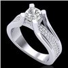 Image 1 : 1.7 ctw Cushion VS/SI Diamond Solitaire Micro Pave Ring 18k White Gold - REF-472Y8X