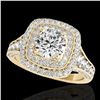 Image 1 : 2 ctw Certified Diamond Solitaire Halo Ring 10k Yellow Gold - REF-231Y8X