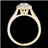 Image 2 : 1.4 ctw Certified Diamond Solitaire Halo Ring 10k Yellow Gold - REF-190G9W