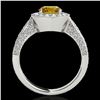 Image 2 : 2 ctw Certified SI/I Fancy Intense Yellow Diamond Halo Ring 10k White Gold - REF-225N2F