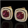 Image 1 : 4.55 ctw Garnet & Micro Pave VS/SI Diamond Earrings 18k Yellow Gold - REF-104G9W