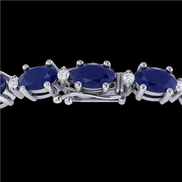 23.5 ctw Sapphire & VS/SI Diamond Eternity Bracelet 10k White Gold - REF-143F6M