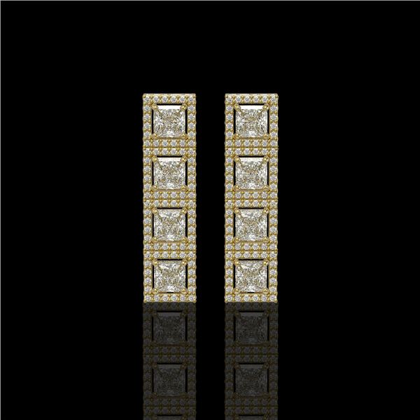 5.31 ctw Princess Cut Diamond Micro Pave Earrings 18K Yellow Gold - REF-733K8Y