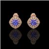 Image 1 : 5.09 ctw Tanzanite & Diamond Victorian Earrings 14K Rose Gold - REF-152X5A