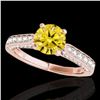 Image 1 : 1.6 ctw Certified SI/I Fancy Intense Yellow Diamond Ring 10k Rose Gold - REF-197N8F