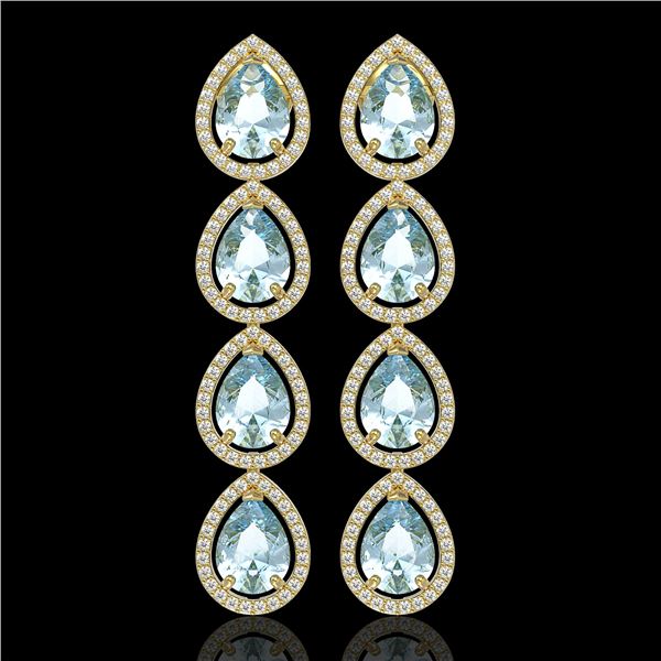 10.4 ctw Sky Topaz & Diamond Micro Pave Halo Earrings 10k Yellow Gold - REF-172R8K