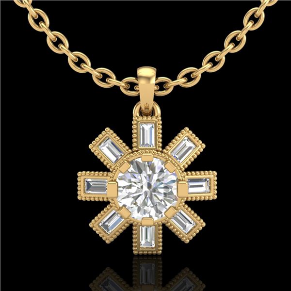 1.33 ctw VS/SI Diamond Solitaire Art Deco Necklace 18k Yellow Gold - REF-220F9M