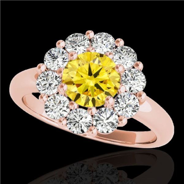 2.09 ctw Certified SI/I Fancy Intense Yellow Diamond Ring 10k Rose Gold - REF-225G2W