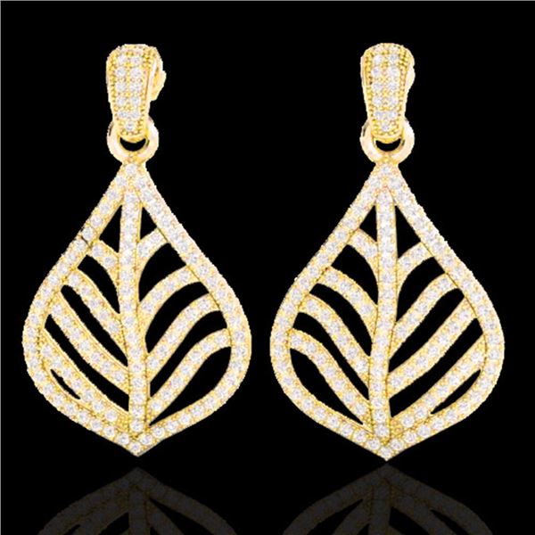 2.50 ctw Micro Pave VS/SI Diamond Earrings Designer 18k Yellow Gold - REF-236H4R