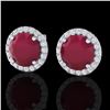 Image 1 : 4 ctw Ruby & Halo VS/SI Diamond Certified Micro Earrings 18k White Gold - REF-80M2G