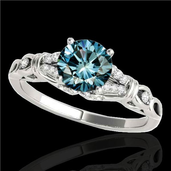 1.2 ctw SI Certified Fancy Blue Diamond Solitaire Ring 10k White Gold - REF-135K2Y