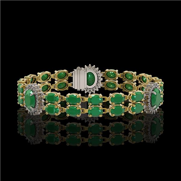 20.99 ctw Emerald & Diamond Bracelet 14K Yellow Gold - REF-263A6N