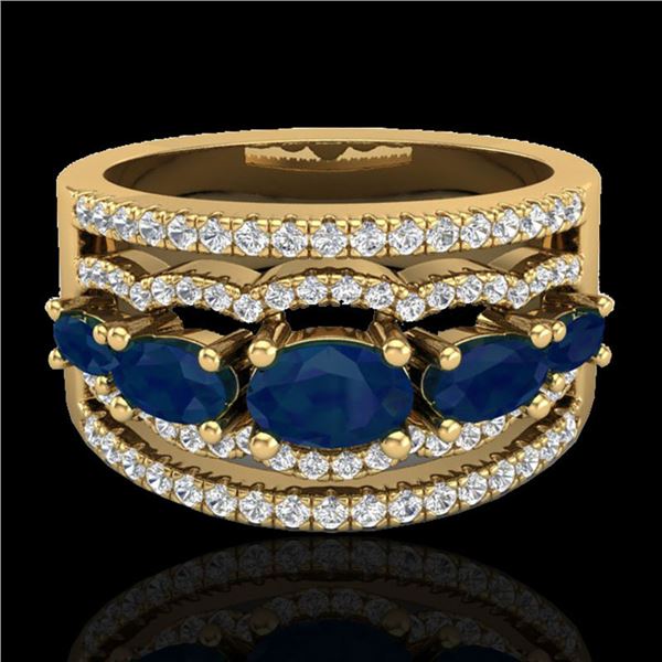 2.25 ctw Sapphire & Micro Pave VS/SI Diamond Designer Ring 10k Yellow Gold - REF-81H8R