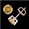 Image 3 : 1.07 ctw Intense Fancy Yellow Diamond Art Deco Earrings 18k Rose Gold - REF-172W8H