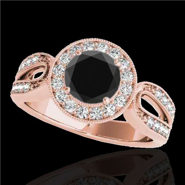 1.4 ctw Certified VS Black Diamond Solitaire Halo Ring 10k Rose Gold - REF-57Y8X