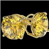 Image 3 : 5 ctw Certified Intense Yellow Diamond Stud Earrings 10k Yellow Gold - REF-810G2W