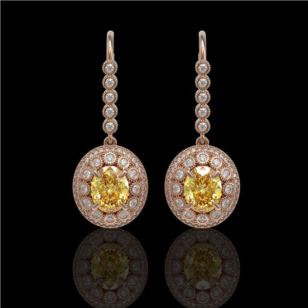7.65 ctw Canary Citrine & Diamond Victorian Earrings 14K Rose Gold - REF-216W9H