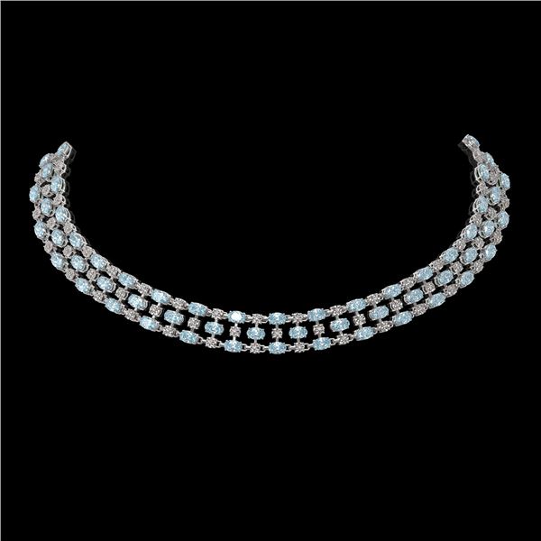 61.73 ctw Sky Topaz & Diamond Necklace 10K White Gold - REF-527N3F