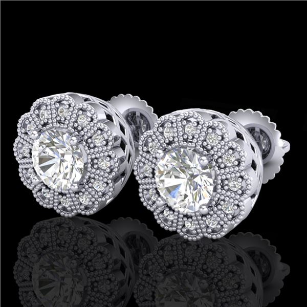 1.32 ctw VS/SI Diamond Solitaire Art Deco Stud Earrings 18k White Gold - REF-245X5A