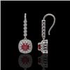 Image 2 : 5.1 ctw Certified Ruby & Diamond Victorian Earrings 14K White Gold - REF-172R8K