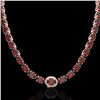 Image 2 : 45.25 ctw Garnet & Diamond Eternity Micro Necklace 14k Rose Gold - REF-263H6R