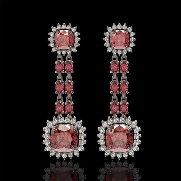 18.38 ctw Tourmaline & Diamond Earrings 14K White Gold - REF-435G5W