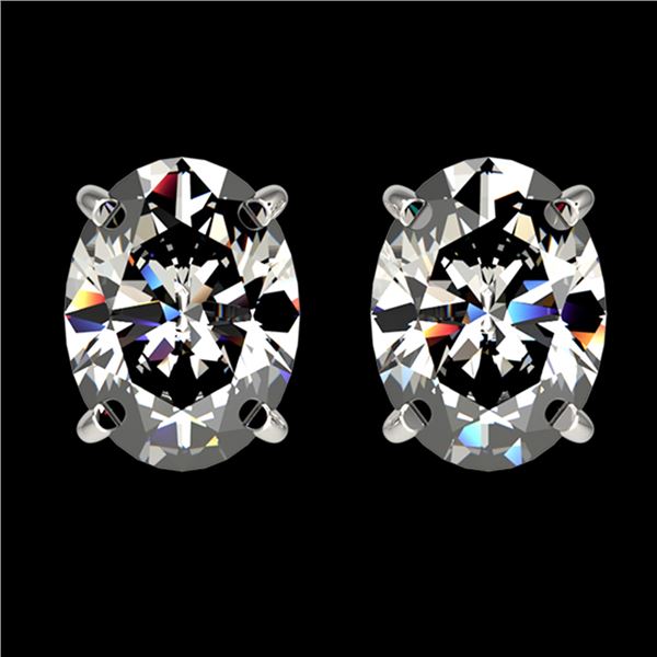 2.50 ctw Certified VS/SI Quality Oval Diamond Stud Earrings 10k White Gold - REF-601A4N