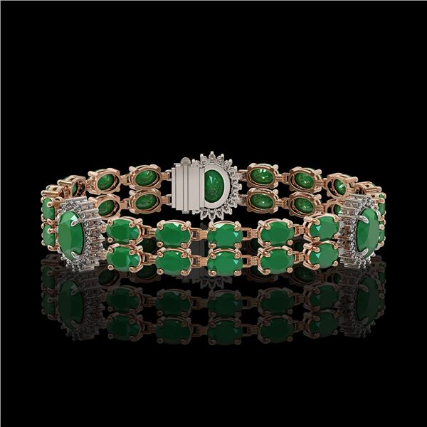 20.99 ctw Emerald & Diamond Bracelet 14K Rose Gold - REF-263Y6X