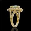 Image 3 : 4.19 ctw Certified Opal & Diamond Victorian Ring 14K Yellow Gold - REF-148A2N