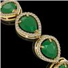 Image 3 : 30.06 ctw Emerald & Diamond Micro Pave Halo Bracelet 10k Yellow Gold - REF-393Y3X