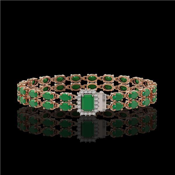 19.07 ctw Emerald & Diamond Bracelet 14K Rose Gold - REF-236M4G