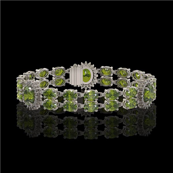 17.79 ctw Tourmaline & Diamond Bracelet 14K White Gold - REF-283H3R