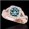 Image 1 : 2 ctw SI Certified Fancy Blue Diamond Solitaire Halo Ring 10k Rose Gold - REF-190G9W