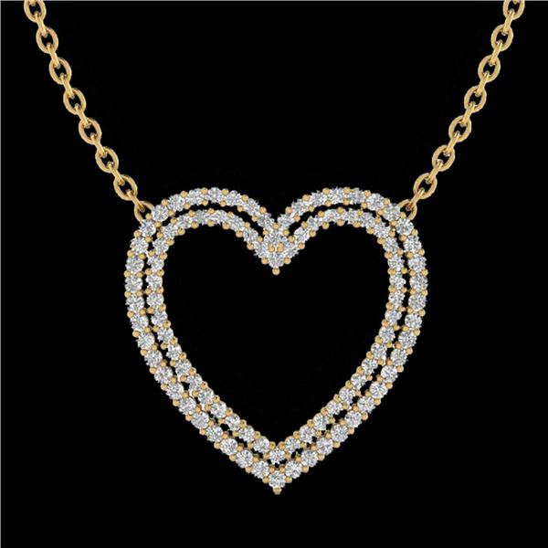 2 ctw VS/SI Diamond Heart Halo Designer Necklace 14k Yellow Gold - REF-134F8M