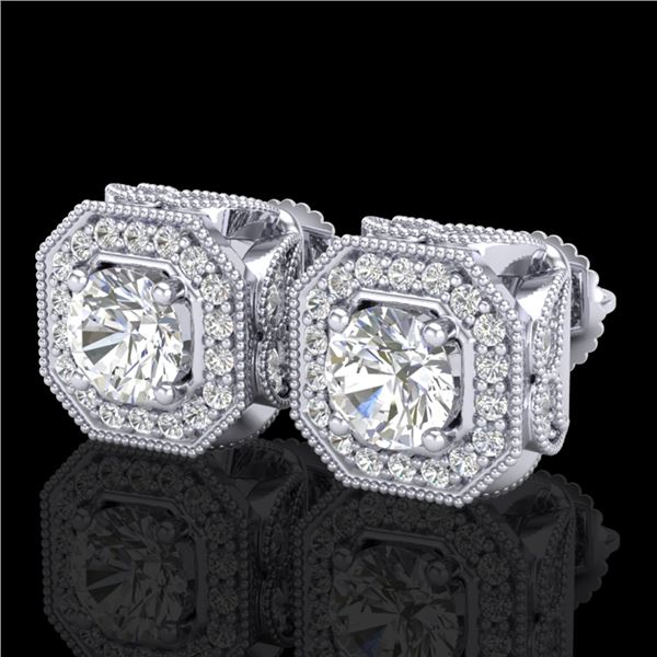 2.75 ctw VS/SI Diamond Solitaire Art Deco Stud Earrings 18k White Gold - REF-472W8H