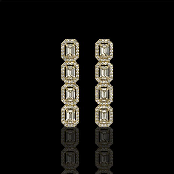 3.84 ctw Emerald Cut Diamond Micro Pave Earrings 18K Yellow Gold - REF-459F8M