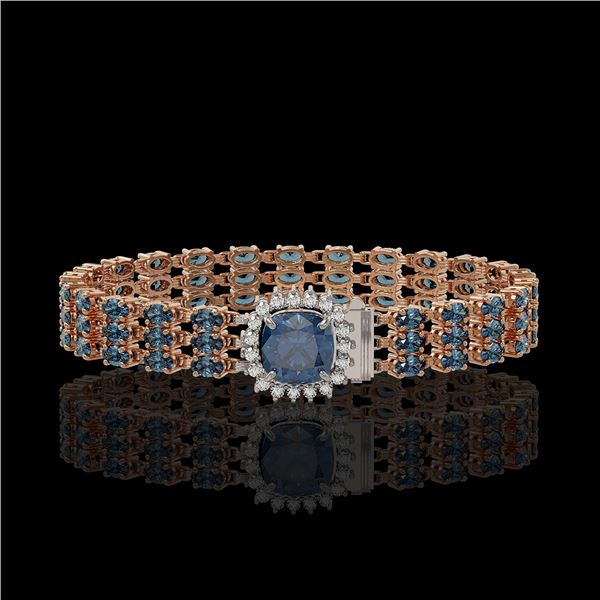 29.89 ctw London Topaz & Diamond Bracelet 14K Rose Gold - REF-281G8W