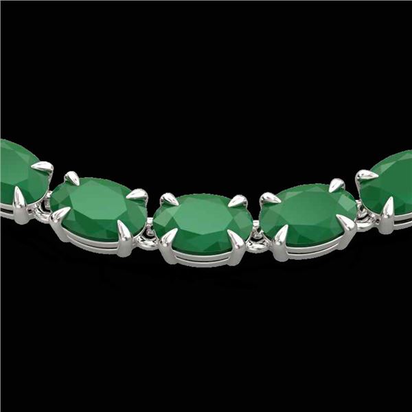 40 ctw Emerald Eternity Tennis Necklace 14k White Gold - REF-254N5F