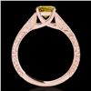 Image 2 : 1 ctw Certified SI/I Fancy Intense Yellow Diamond Ring 10k Rose Gold - REF-177Y3X