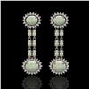 Image 1 : 6.73 ctw Opal & Diamond Earrings 14K White Gold - REF-227N3F