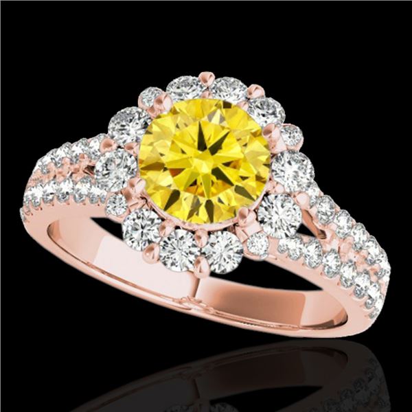 2.01 ctw Certified SI/I Fancy Intense Yellow Diamond Ring 10k Rose Gold - REF-225H2R